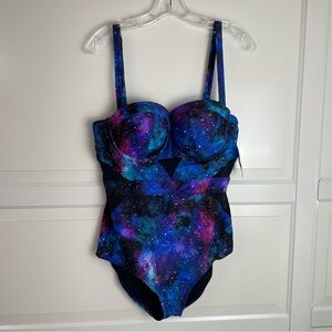 New! Torrid vixen underwire galaxy one piece swimsuit 0 nwt 15520